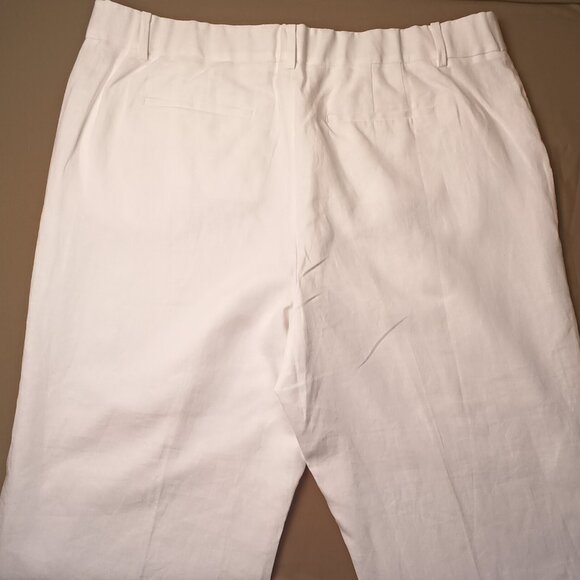 Talbots Linen Pants Size 18 High Rise Wide Leg White Color - Picture 2 of 10